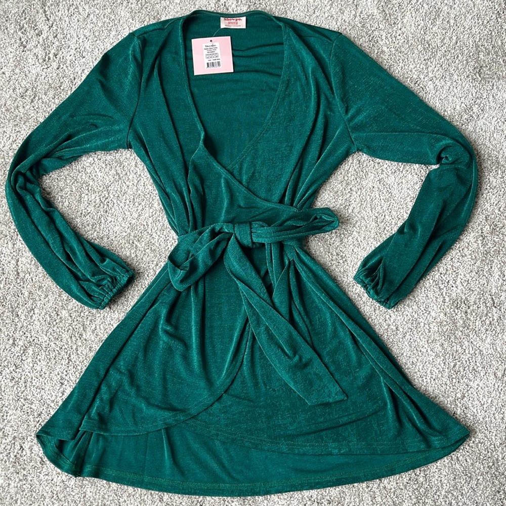 NWT Showpo Kayley Wrap Centre Tie Mini Dress